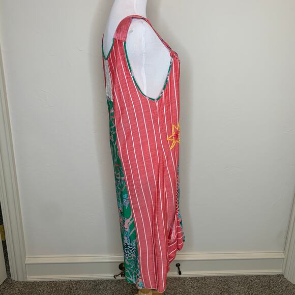 Lightweight Bright Striped Lace Embroidered Dress Coverup Cottage Small Medium - Picture 4 of 11